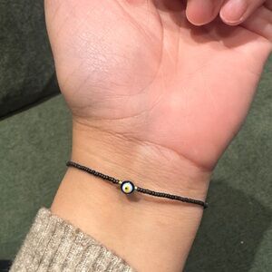 Black Evil Eye Bracelet dainty adjustable